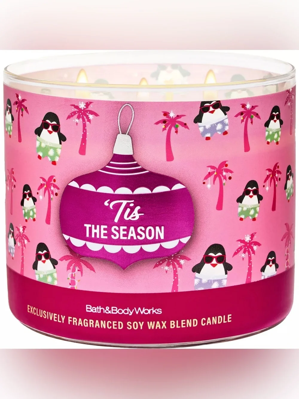 Bath & Body Works Pink 'Tis The Season Holiday 3-Wick Candle
